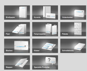 Produktauswahl bei druckexperte.ch